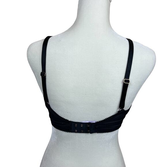 Savage X Fenty Black White Embroidered Sheer Mesh Bra 32DDD - Picture 3 of 5